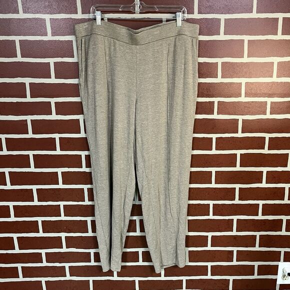 Pure Jill Tranquility Fleece Pants Pullon Elastic Waist Pocket Beige 2X XXL - Picture 1 of 5